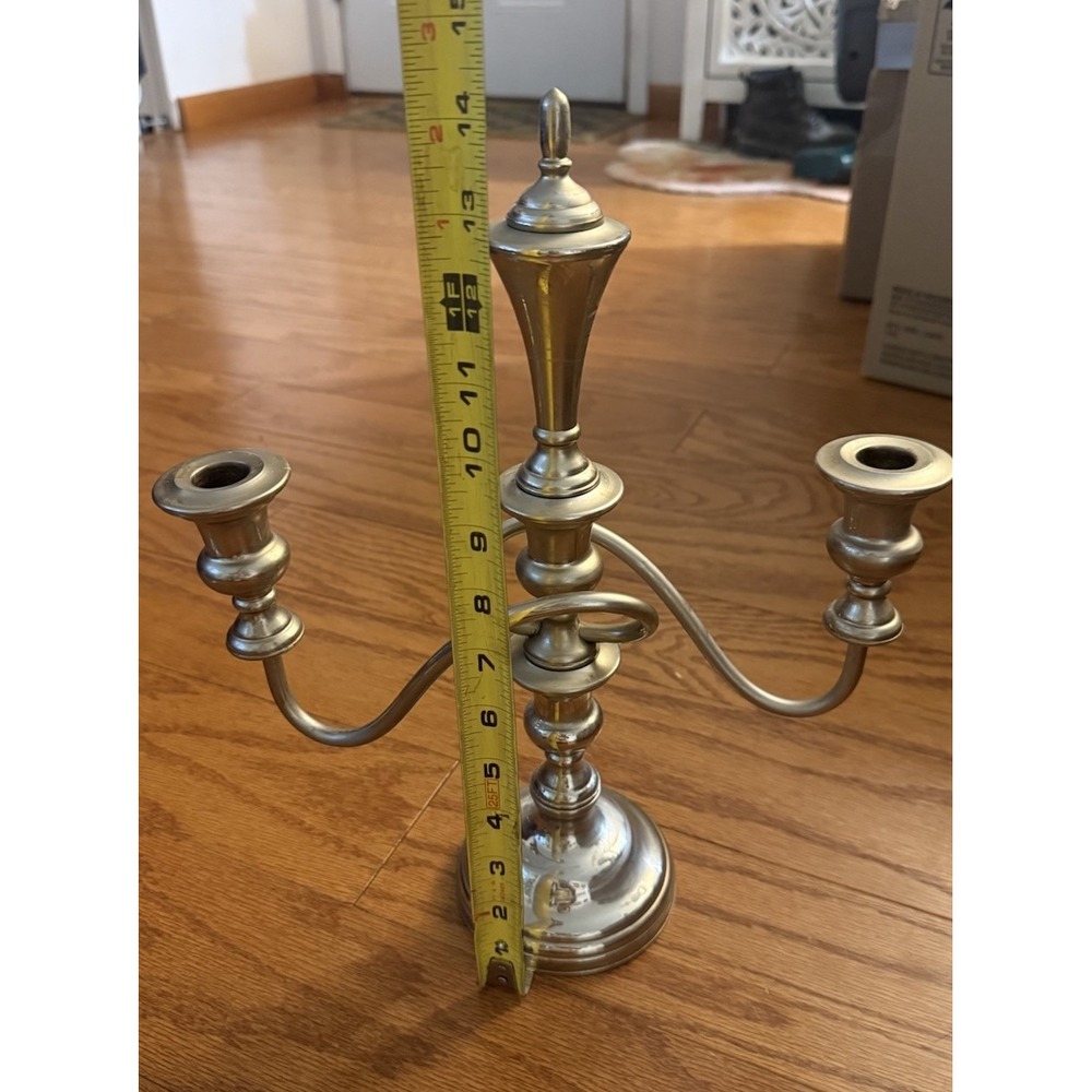 Vintage Silver Plated 2-Arm Metal Candelabra Candle Holder Japan Marked 14x10in - Picture 3 of 7